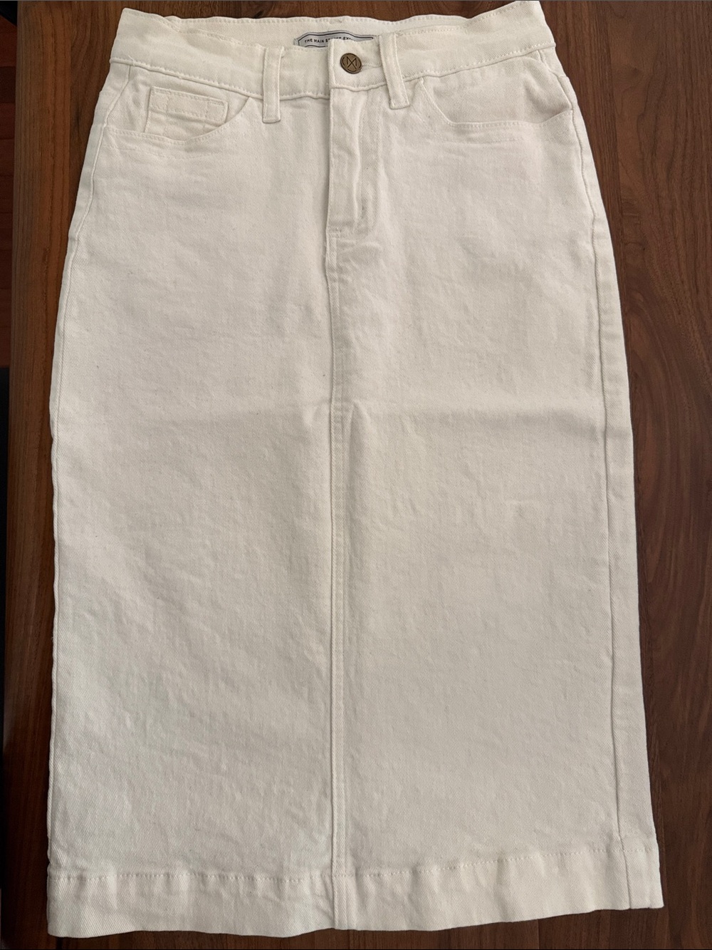White Midi Denim Skirt